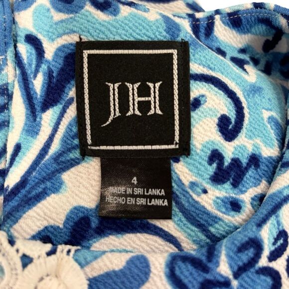 JH Blue and White Lace Applique Sheath Sleeveless Colorful Dress Women's size 4 - Picture 5 of 10